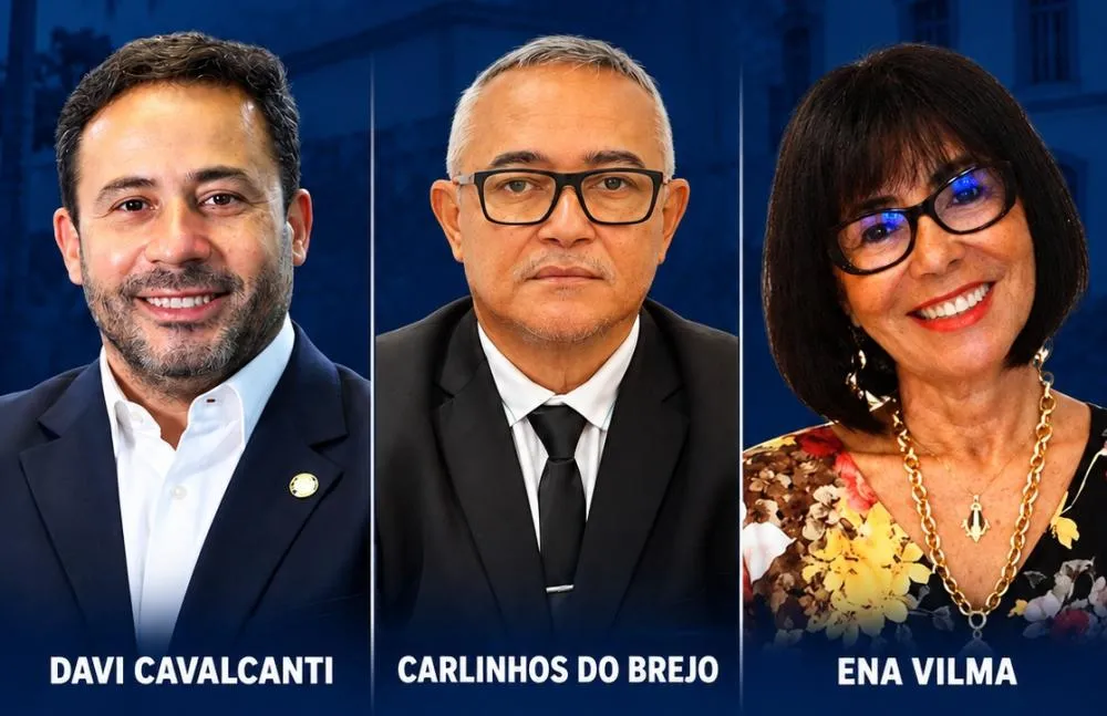 Ex-prefeito Davi Cavalcante Vererador Carlos Moreira e Ena Vilma Negromonte atual prefeita de Glória-BA Foto Montagem rede sociais 